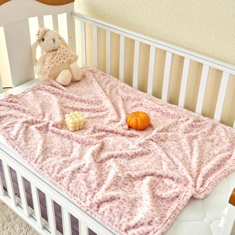 Yurhap Leopard Print Baby Blanket Fleece Baby Blankets for Girls, Ultra Soft Cozy Fluffy Infant Toddler Newborn Receiving Blankets for Crib Stroller, 30"x40", Light Pink - Image 2